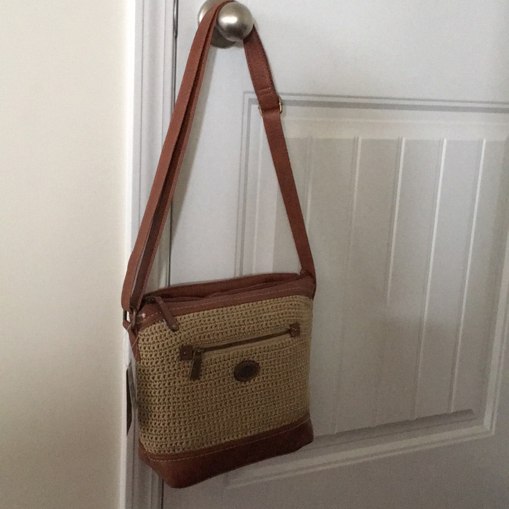 B.O.C. crochet/leather shoulder bag - beige/brown
